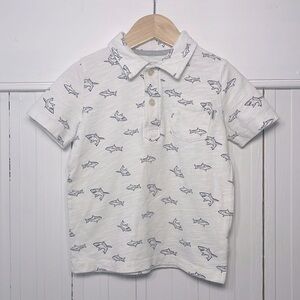 EUC 100% Cotton Shark Short Sleeve Polo Shirt
